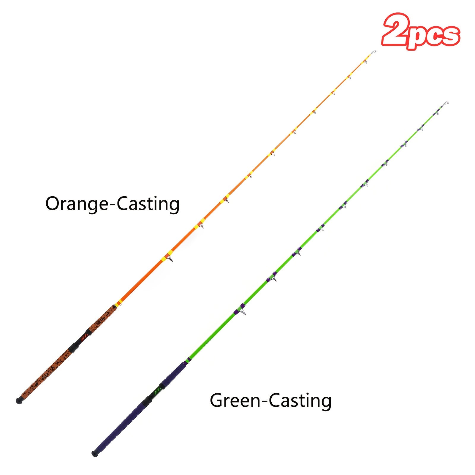 Goture 2pcs Catfish Fishing Rods - Heavy-Duty Carbon Fiber Construction, Medium Action (M) Fast Tip, Non-Slip EVA Grip Handle, Fluorescent Tip for Night Fishing - Freshwater & Saltwater Use - Ideal for Catfish, Bass, Trout -