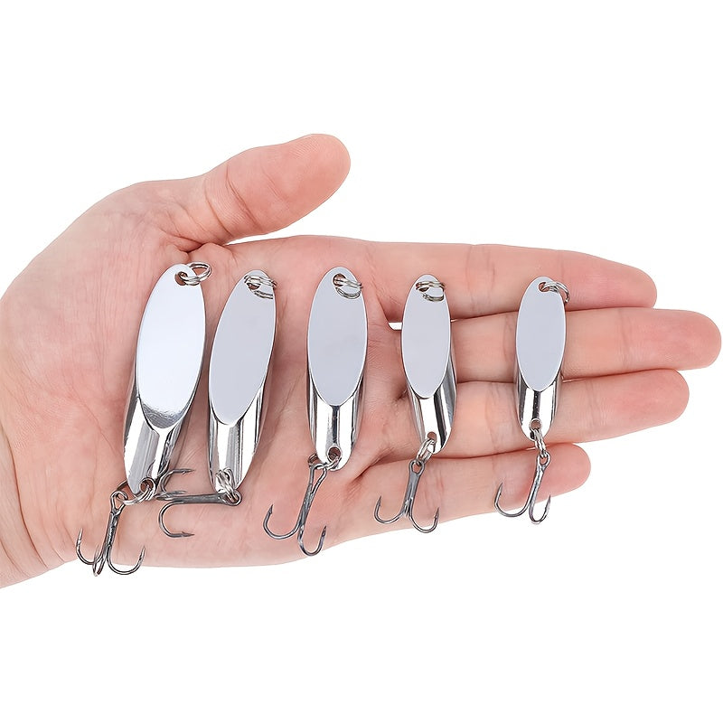 HQZOOMEE 5pcs Fishing Lures - Hard Metal Spinner Baits, Trout & Bass Lures for Salmon, Fishing Spoons
