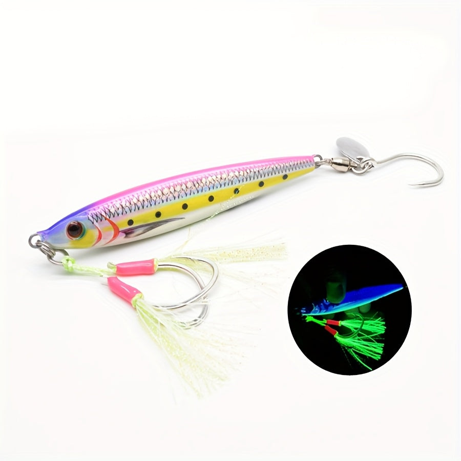 Quick-Sink Artificial Bait for Bass Fishing - Sinking Lead Jig with Realistic Scale Pattern, Blue-Greenish-Grey Color, Durable ABS Material, Perfect for Catching Fish, Bass Fishing Accessory | Sinking Jig | Durable Lea