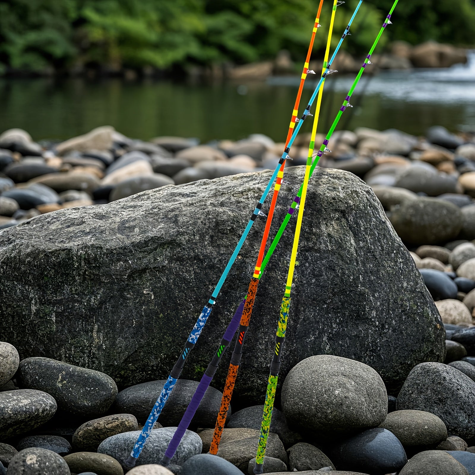 Goture 2pcs Catfish Fishing Rods - Heavy-Duty Carbon Fiber Construction, Medium Action (M) Fast Tip, Non-Slip EVA Grip Handle, Fluorescent Tip for Night Fishing - Freshwater & Saltwater Use - Ideal for Catfish, Bass, Trout -