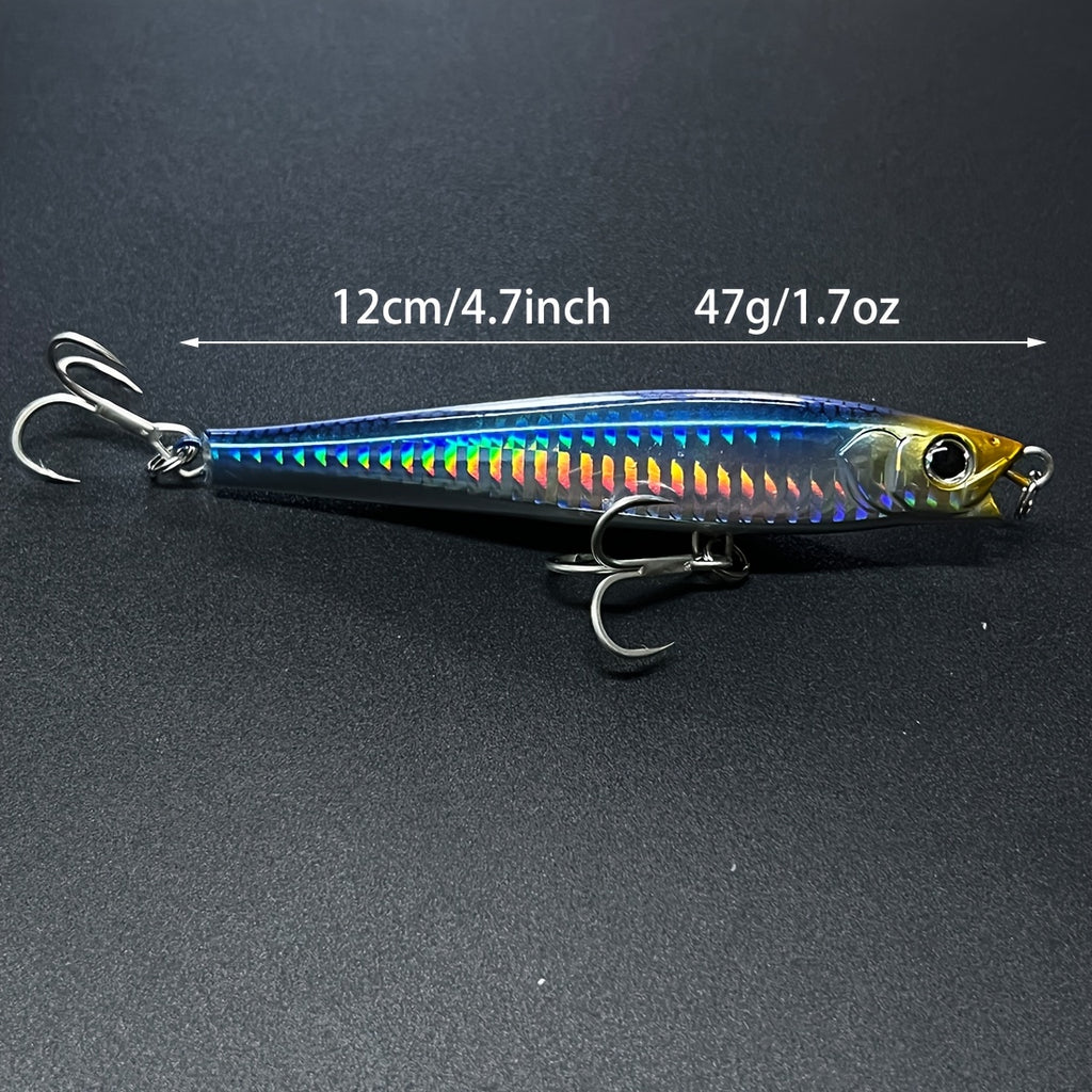 [Heavy Minnow] 3pcs Heavy Sinking Minnow | Long Casting Lipless Sea Fishing Lure Short Lip Heavy Fishing Lure Sinking Pencil 120mm 47g 1.7oz New - Saltwater Long Casting Distance Fishing lures Sea Artificial Bait