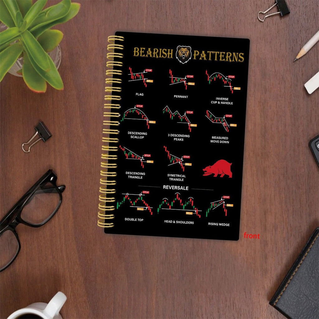 [Premium Trading Notebook] Premium Stock Market Trading Notebook - Spiral Bound Trading Journal with Bearish & Chart Patterns - 5.5x8.3 Inches - Smooth Writing Paper - Ideal for Day Traders, Investors & Financial Analysts - E