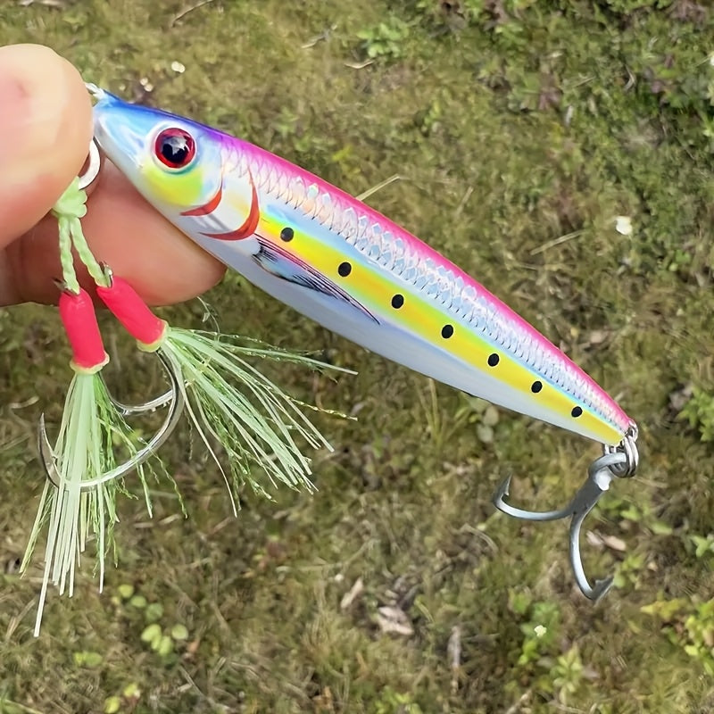 Quick-Sink Artificial Bait for Bass Fishing - Sinking Lead Jig with Realistic Scale Pattern, Blue-Greenish-Grey Color, Durable ABS Material, Perfect for Catching Fish, Bass Fishing Accessory | Sinking Jig | Durable Lea