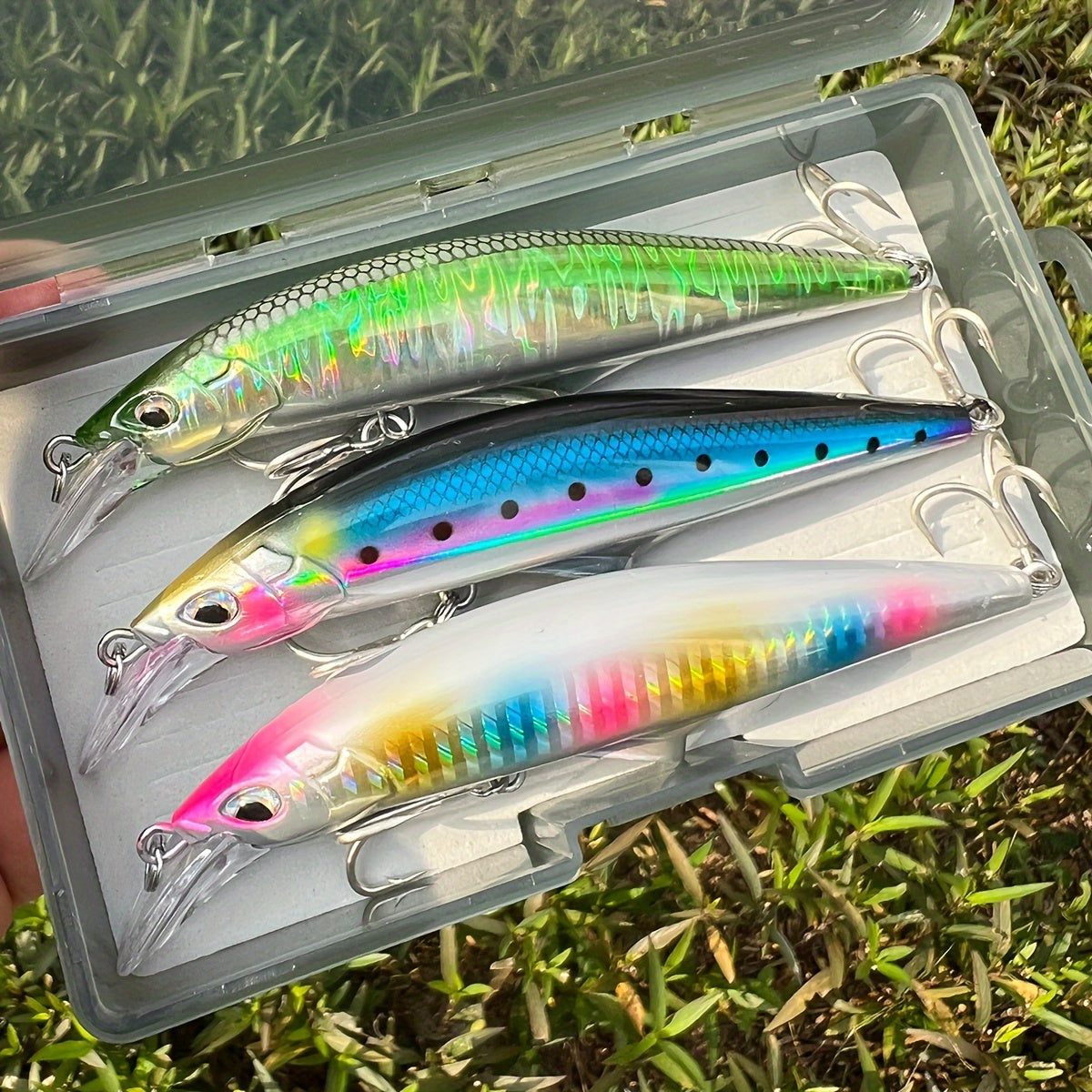 3-Pack High-Index Plastic Fishing Lures, Mixed Colors, Deep Diving Minnows, Tuna & Sardine, for Freshwater & Saltwater Fishing, Sport & Outdoor Equipment