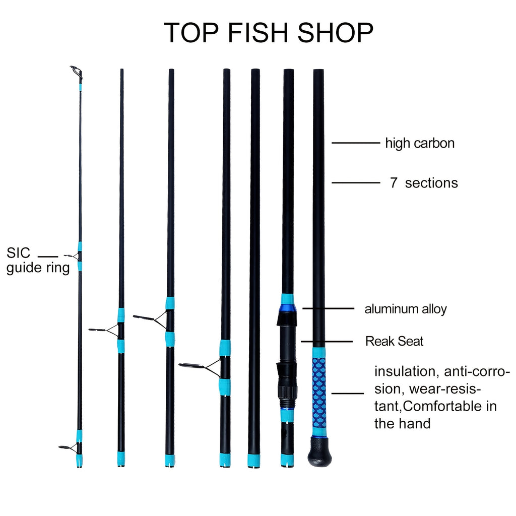 Top Portable Carbon Fiber Carp Fishing Rod, Surfing Rod, 3.6m/11.9ft, Ceramic Guide Ring, High Carbon Fiber, Strong Rod Body, Lightweight, Suitable for Various Waters Fishing, Insulated Material Handle, Comfortable Hand Feel