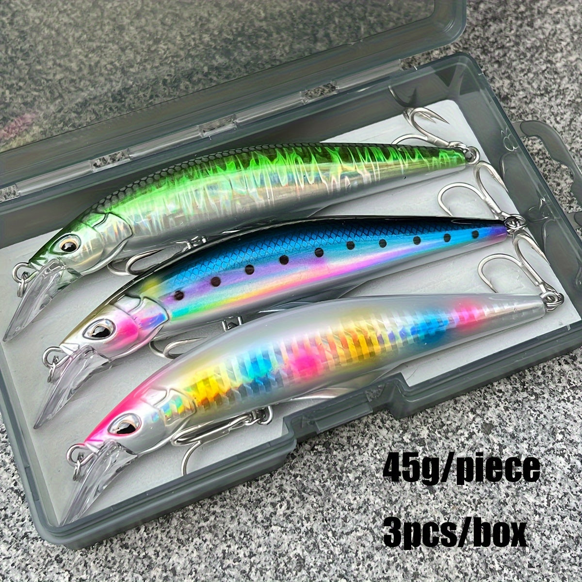 3-Pack High-Index Plastic Fishing Lures, Mixed Colors, Deep Diving Minnows, Tuna & Sardine, for Freshwater & Saltwater Fishing, Sport & Outdoor Equipment