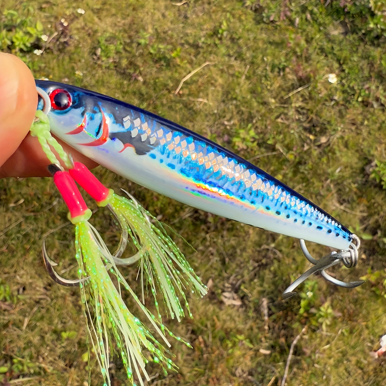 Quick-Sink Artificial Bait for Bass Fishing - Sinking Lead Jig with Realistic Scale Pattern, Blue-Greenish-Grey Color, Durable ABS Material, Perfect for Catching Fish, Bass Fishing Accessory | Sinking Jig | Durable Lea
