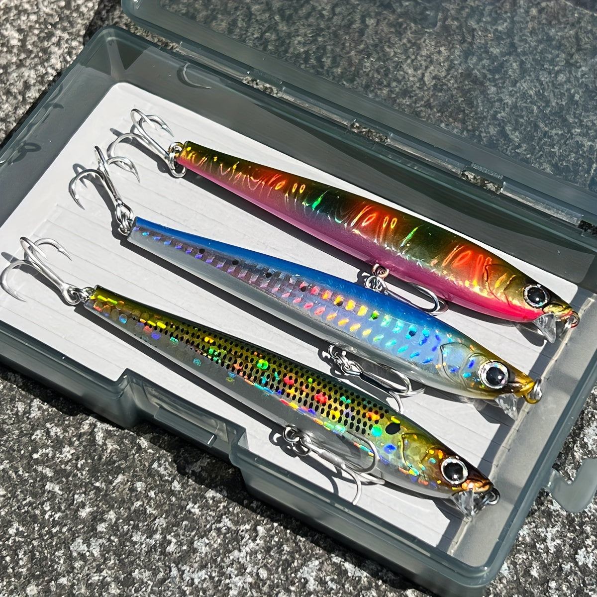 3-Pack High-Index Plastic Fishing Lures, Mixed Colors, Deep Diving Minnows, Tuna & Sardine, for Freshwater & Saltwater Fishing, Sport & Outdoor Equipment