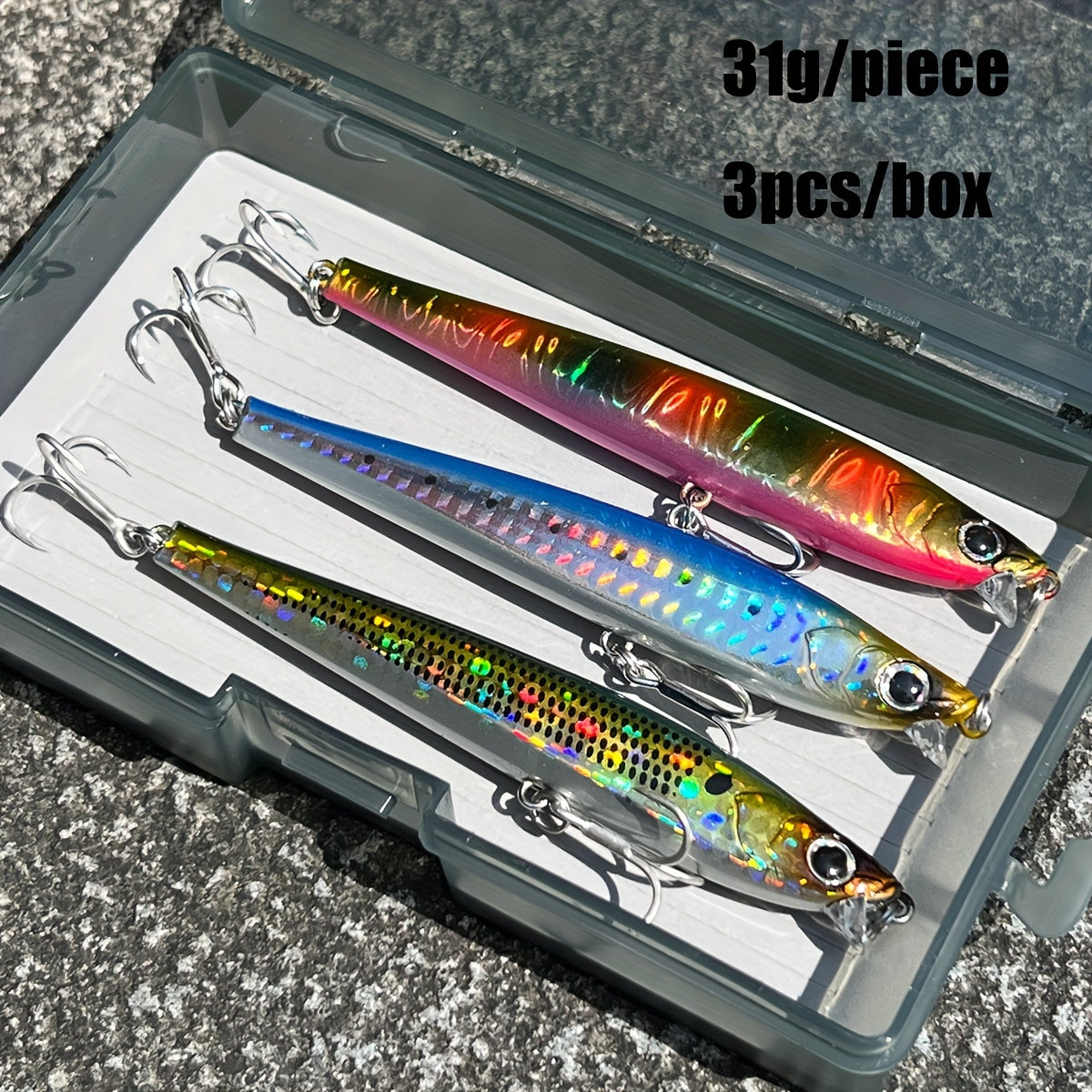 3-Pack High-Index Plastic Fishing Lures, Mixed Colors, Deep Diving Minnows, Tuna & Sardine, for Freshwater & Saltwater Fishing, Sport & Outdoor Equipment
