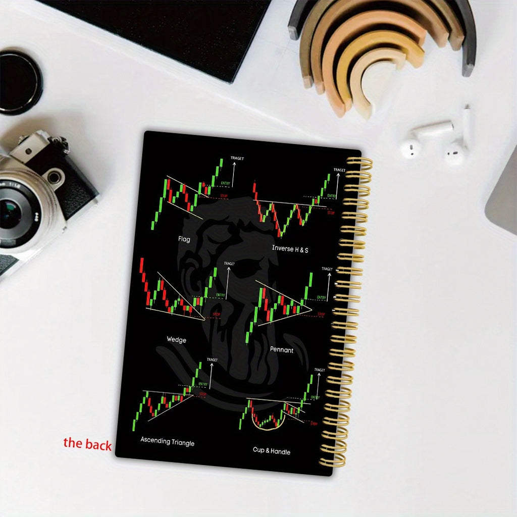 [Premium Trading Notebook] Premium Stock Market Trading Notebook - Spiral Bound Trading Journal with Bearish & Chart Patterns - 5.5x8.3 Inches - Smooth Writing Paper - Ideal for Day Traders, Investors & Financial Analysts - E