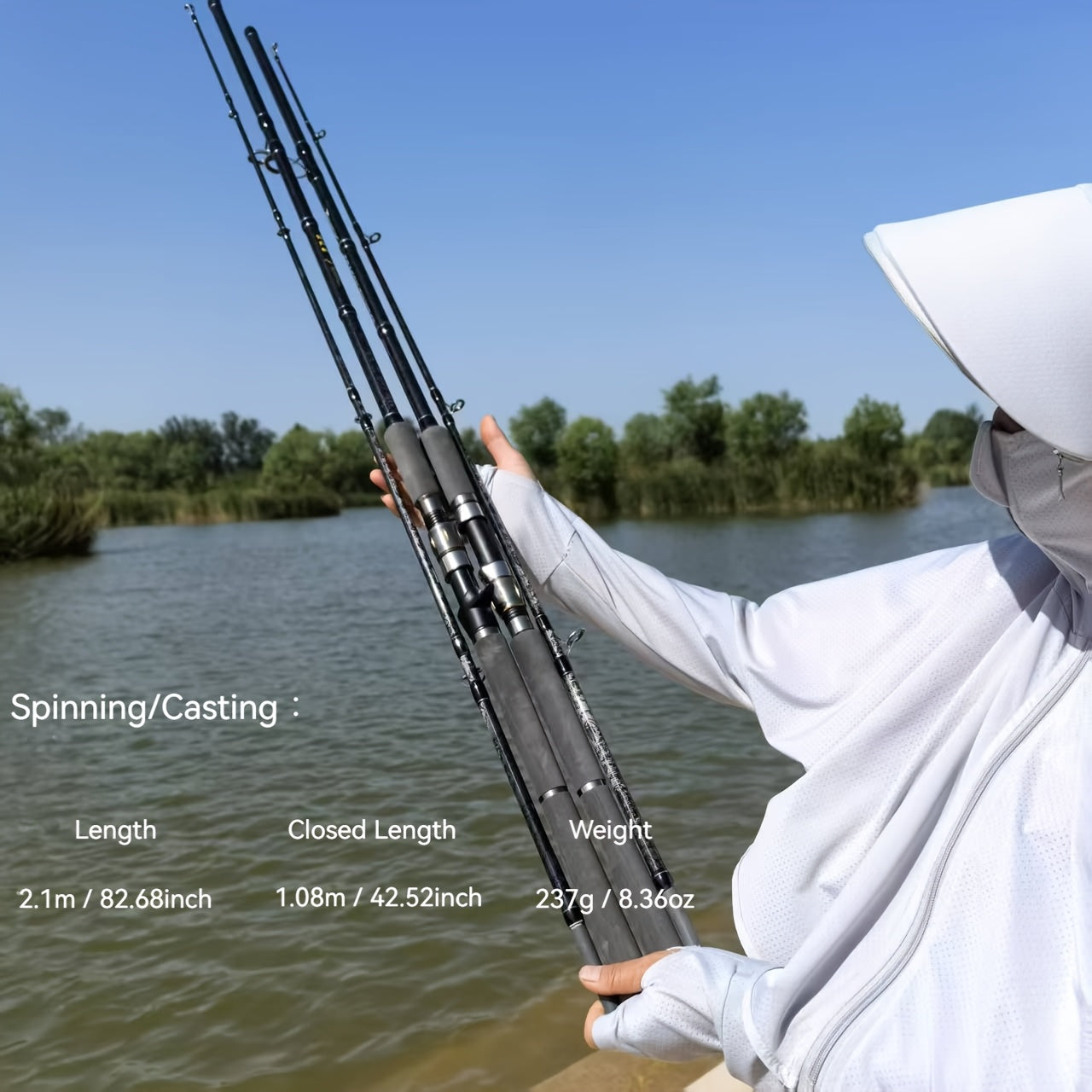 [Ultra-Hard XXH Fishing Rod] Ultra-Hard 2.1m XXH Fishing Rod | Carbon Fiber Shaft & Ceramic Guide Ring, Lightweight 5.5lb Capacity for Big Fish, Saltwater & Freshwater Lakes, Tackle Organizer for All Anglers, Sleek Rod Design