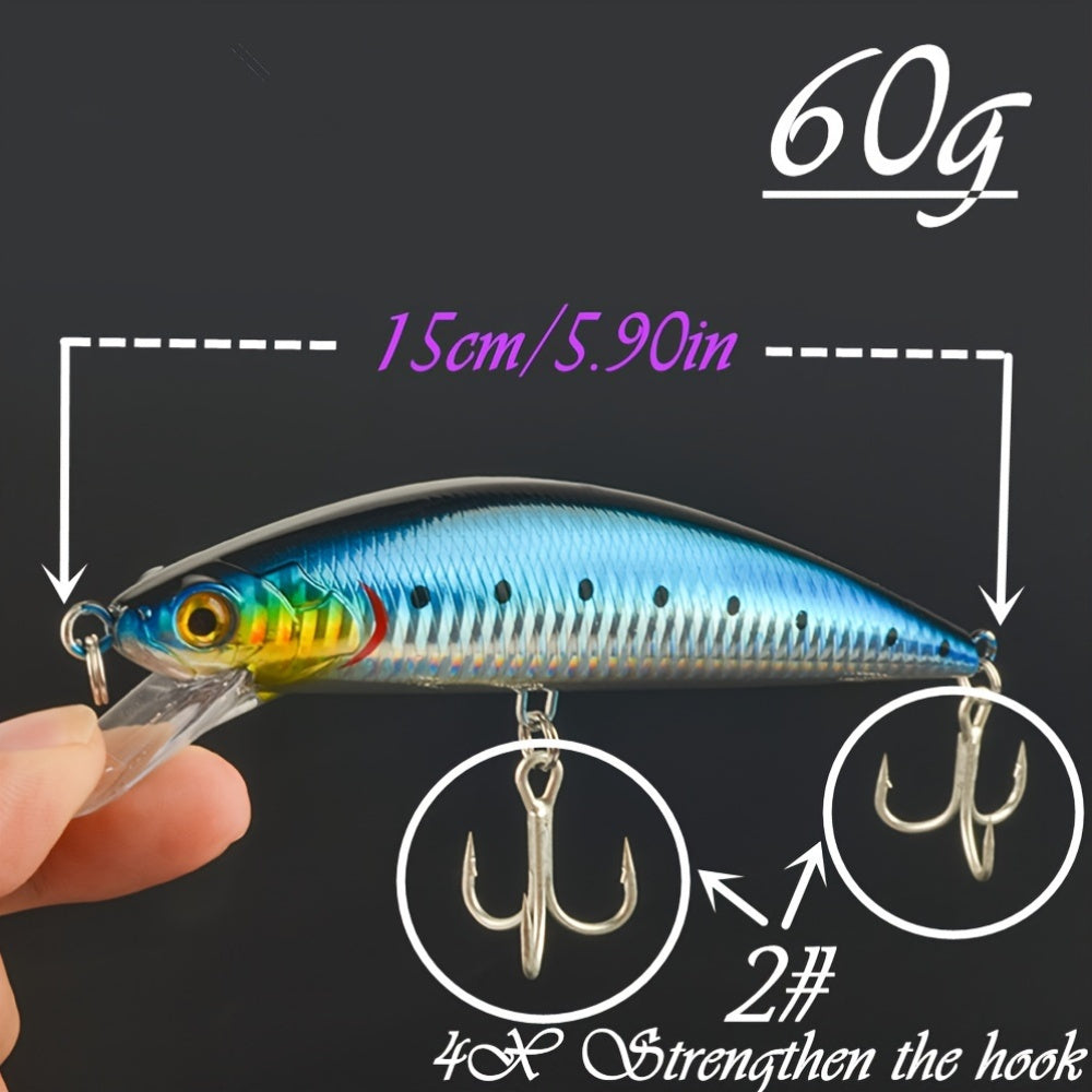 Export Quality, Boxed 15Cm/60G Long-Distance Sinking Minnow, Sea Fishing Trembling Sinking Minnow, Lure Bait.