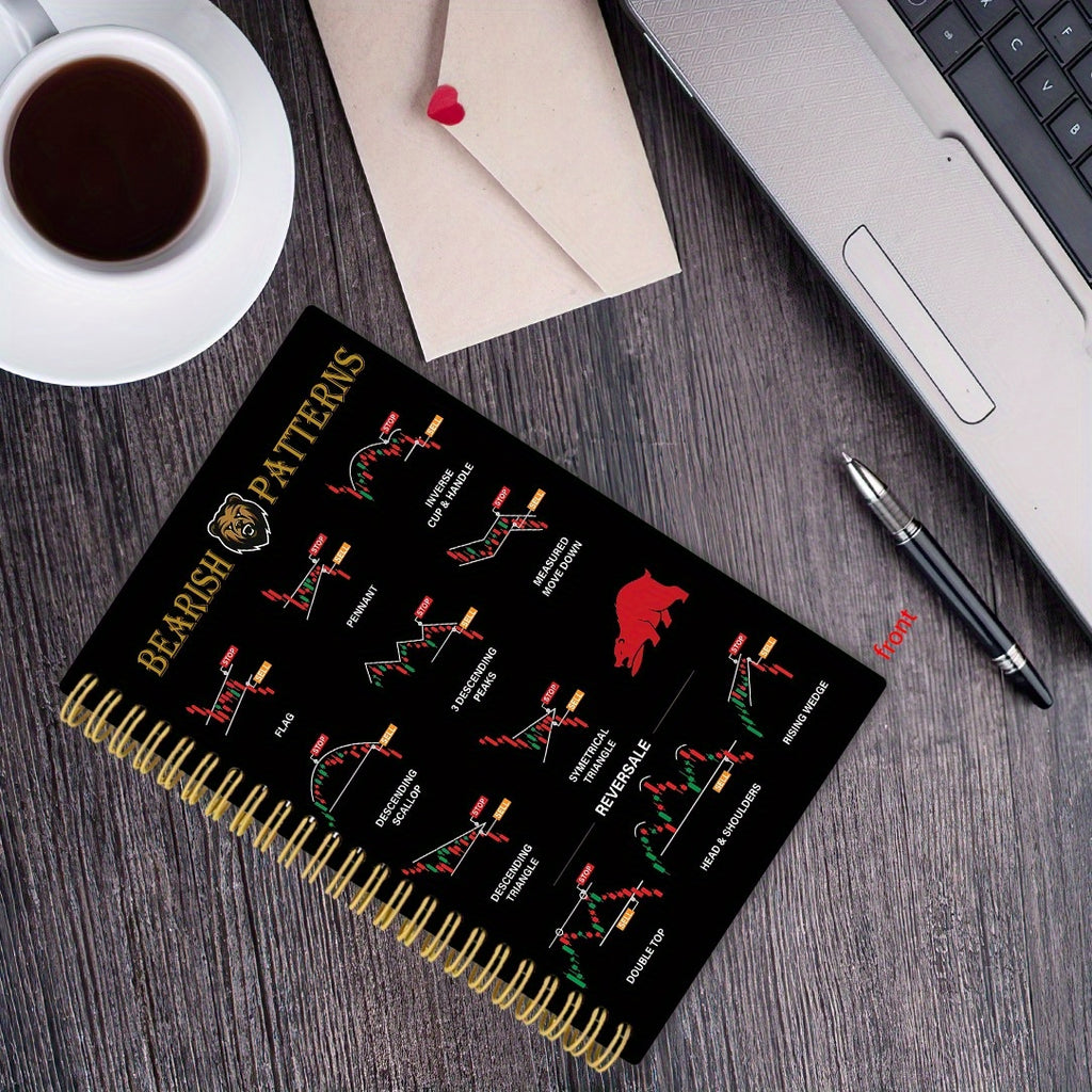 [Premium Trading Notebook] Premium Stock Market Trading Notebook - Spiral Bound Trading Journal with Bearish & Chart Patterns - 5.5x8.3 Inches - Smooth Writing Paper - Ideal for Day Traders, Investors & Financial Analysts - E