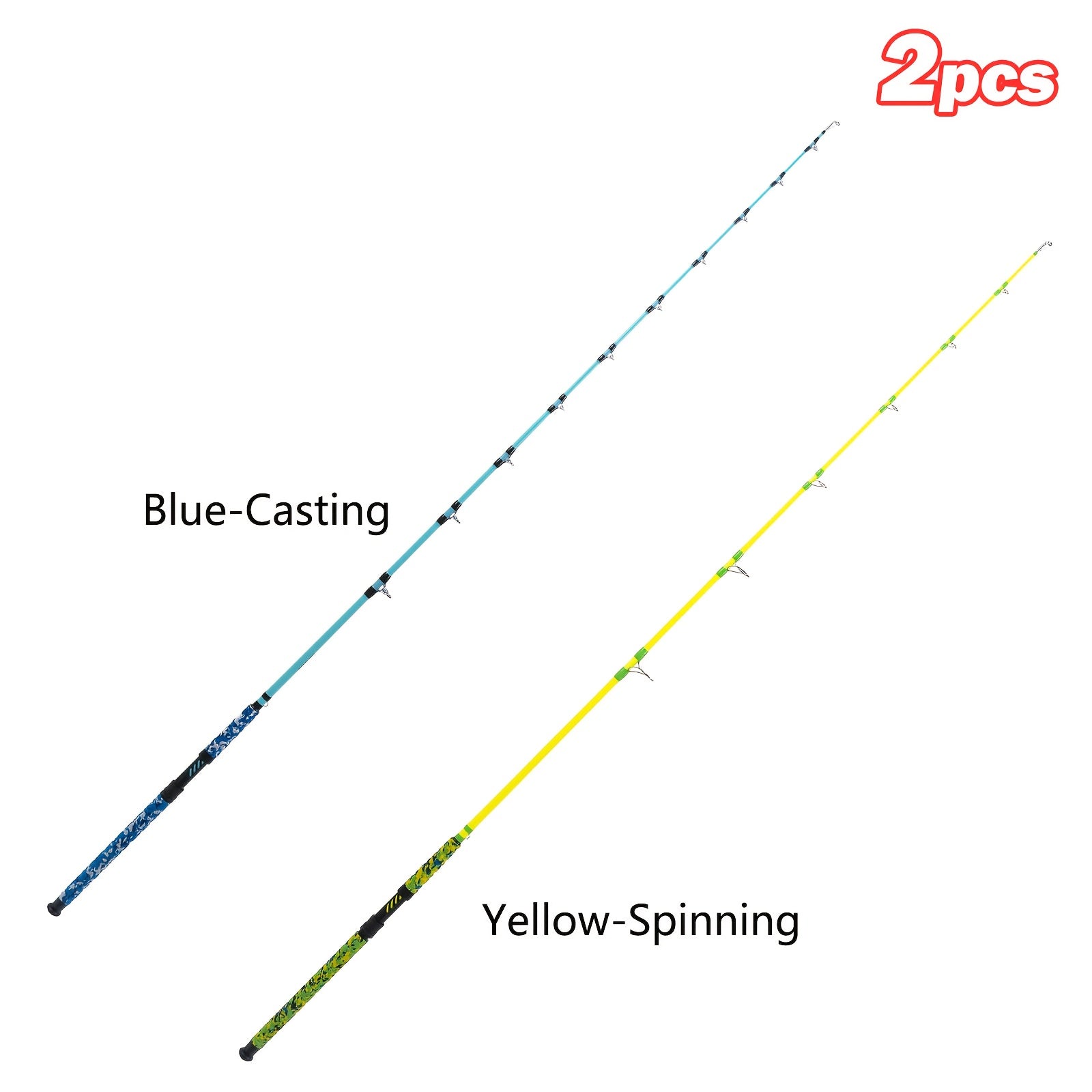 Goture 2pcs Catfish Fishing Rods - Heavy-Duty Carbon Fiber Construction, Medium Action (M) Fast Tip, Non-Slip EVA Grip Handle, Fluorescent Tip for Night Fishing - Freshwater & Saltwater Use - Ideal for Catfish, Bass, Trout -