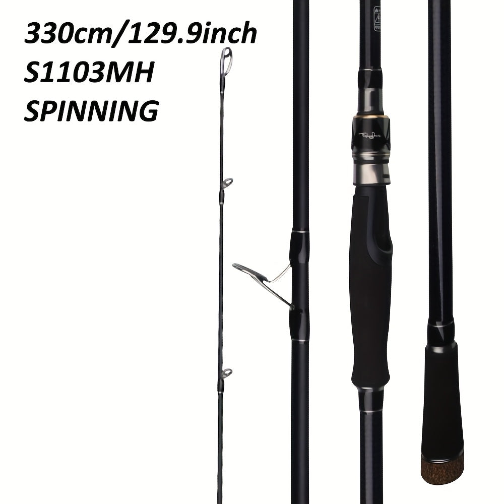 FishingFans Medium-Heavy Action Trolling Fishing Rod - 2.7m/3.0m/3.3m Portable High-Carbon Fast-Action Rod with Sensitive Tip & Ergonomic Handle for Trolling, Trawling, Catfish - Black