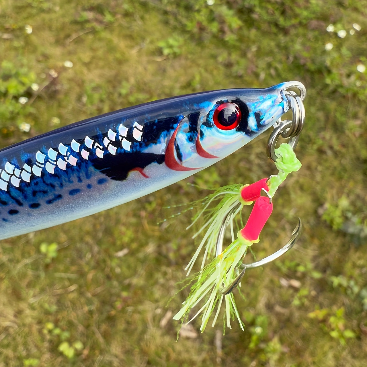 Quick-Sink Artificial Bait for Bass Fishing - Sinking Lead Jig with Realistic Scale Pattern, Blue-Greenish-Grey Color, Durable ABS Material, Perfect for Catching Fish, Bass Fishing Accessory | Sinking Jig | Durable Lea