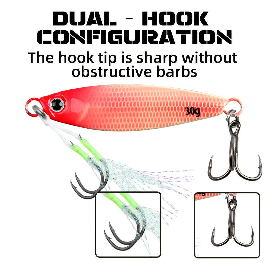 1set Glow-in-the-Dark Metal Jig Mixed Color Set, Saltwater Freshwater Fishing Bait with Realistic Scales and Silicone Skirt, Suitable for Night Fishing, Saltwater, Freshwater Bass, etc