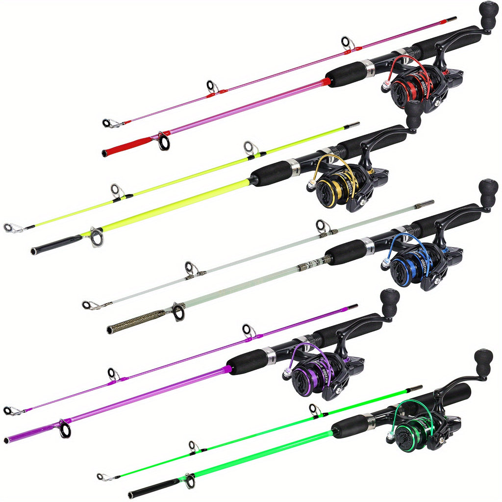[1.8M/2.1M Fishing Combo] Sougayilang 1.8M/2.1M Fishing Rod & Reel Combo | Durable Resin, Ambidextrous, Moderate Action | 5.2:1 Drag Ratio Spincasting Set for Freshwater & Saltwater, Colorful Rods with Black Handles, Ergonomi