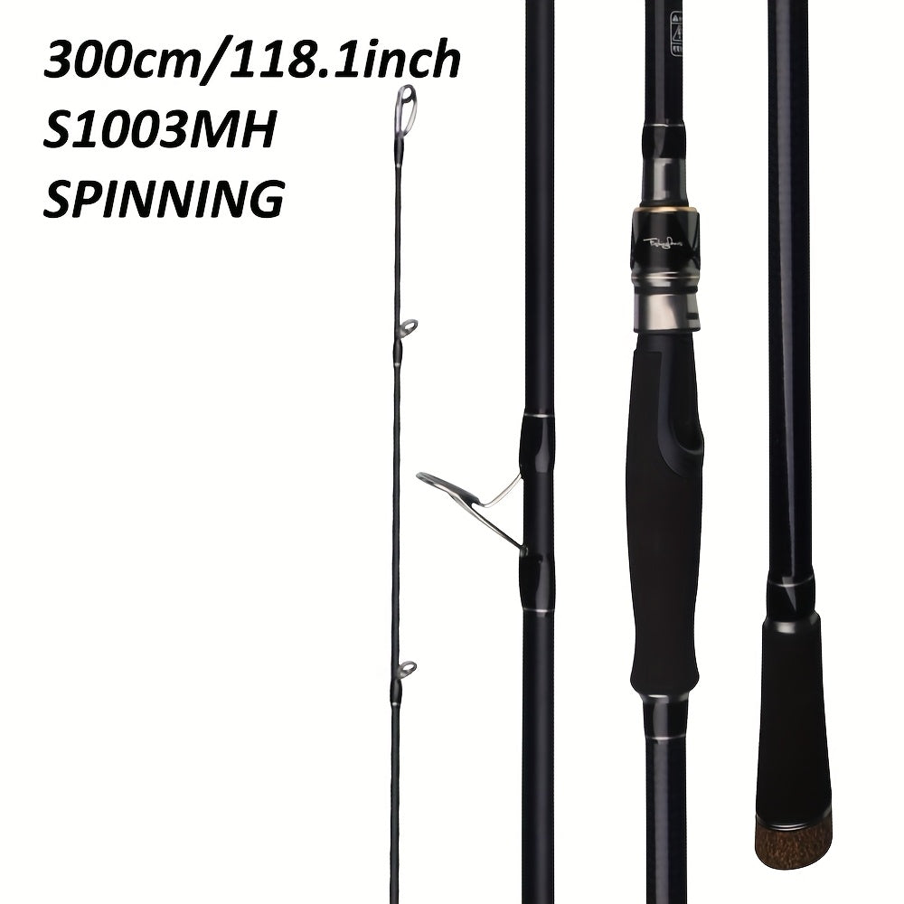 FishingFans Medium-Heavy Action Trolling Fishing Rod - 2.7m/3.0m/3.3m Portable High-Carbon Fast-Action Rod with Sensitive Tip & Ergonomic Handle for Trolling, Trawling, Catfish - Black
