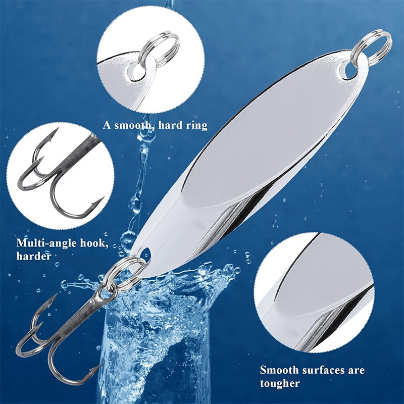 HQZOOMEE 5pcs Fishing Lures - Hard Metal Spinner Baits, Trout & Bass Lures for Salmon, Fishing Spoons