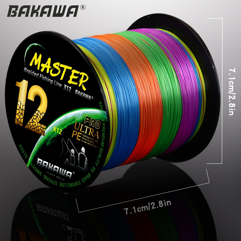 BAKAWA 12 Strands 500m/546yd Ultra-Smooth & Durable PE Braided Fishing Line - High-Vis Green/Yellow, Tangle-Free Design for Saltwater & Freshwater Fishing, Swivel & Line Weight System, Ideal for Carp, Bass, Trout, Sport Fishi