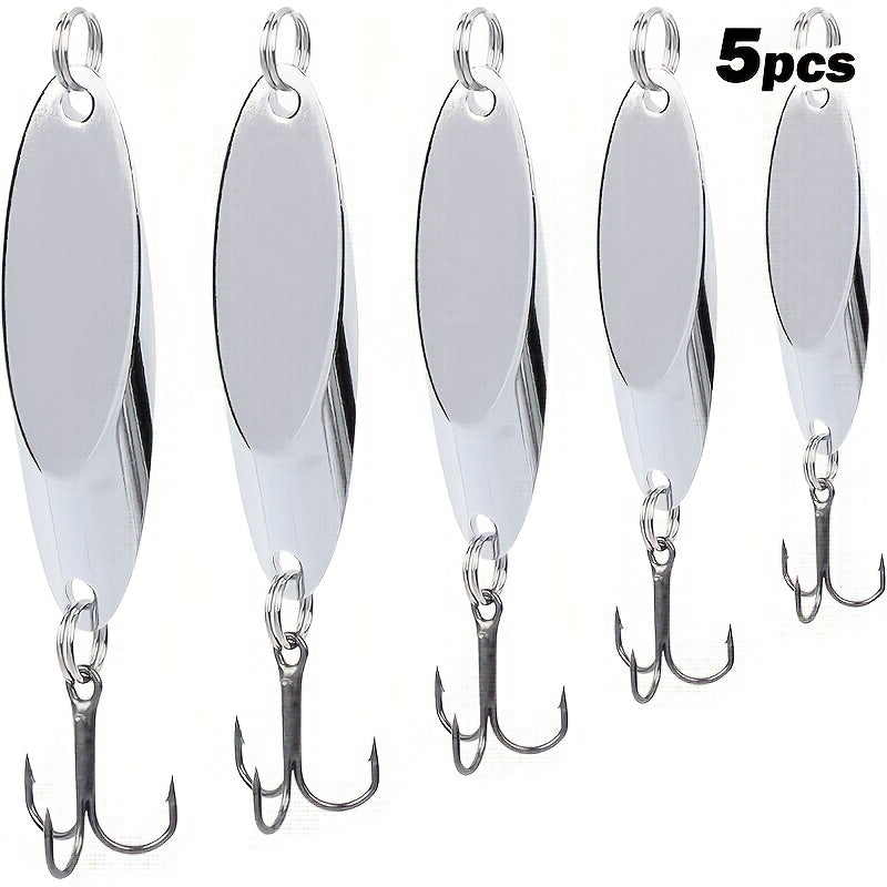 HQZOOMEE 5pcs Fishing Lures - Hard Metal Spinner Baits, Trout & Bass Lures for Salmon, Fishing Spoons