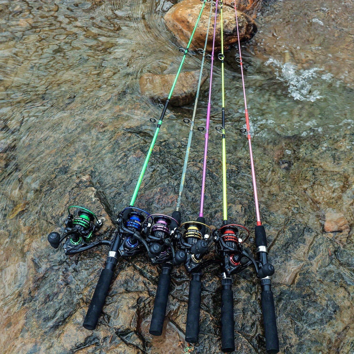 [1.8M/2.1M Fishing Combo] Sougayilang 1.8M/2.1M Fishing Rod & Reel Combo | Durable Resin, Ambidextrous, Moderate Action | 5.2:1 Drag Ratio Spincasting Set for Freshwater & Saltwater, Colorful Rods with Black Handles, Ergonomi