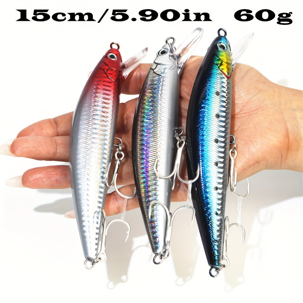 Export Quality, Boxed 15Cm/60G Long-Distance Sinking Minnow, Sea Fishing Trembling Sinking Minnow, Lure Bait.