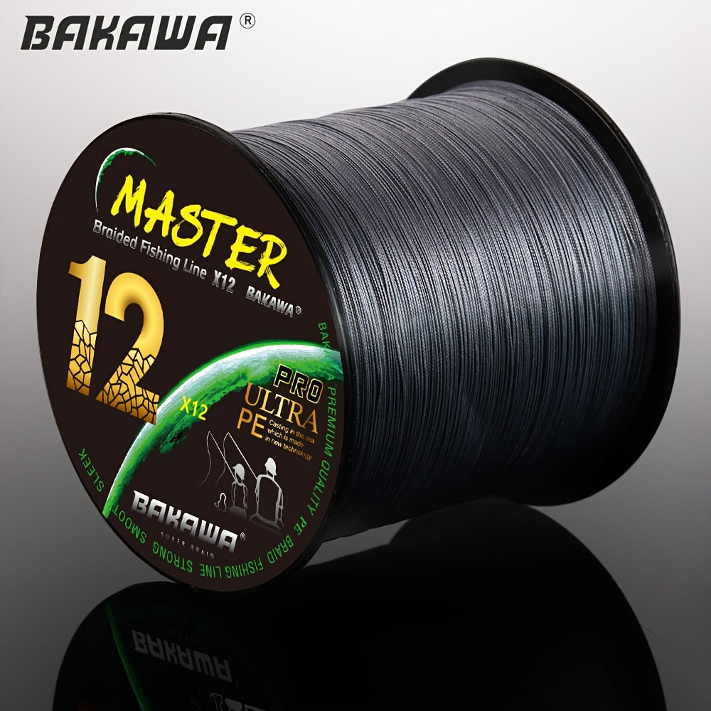 BAKAWA 12 Strands 500m/546yd Ultra-Smooth & Durable PE Braided Fishing Line - High-Vis Green/Yellow, Tangle-Free Design for Saltwater & Freshwater Fishing, Swivel & Line Weight System, Ideal for Carp, Bass, Trout, Sport Fishi
