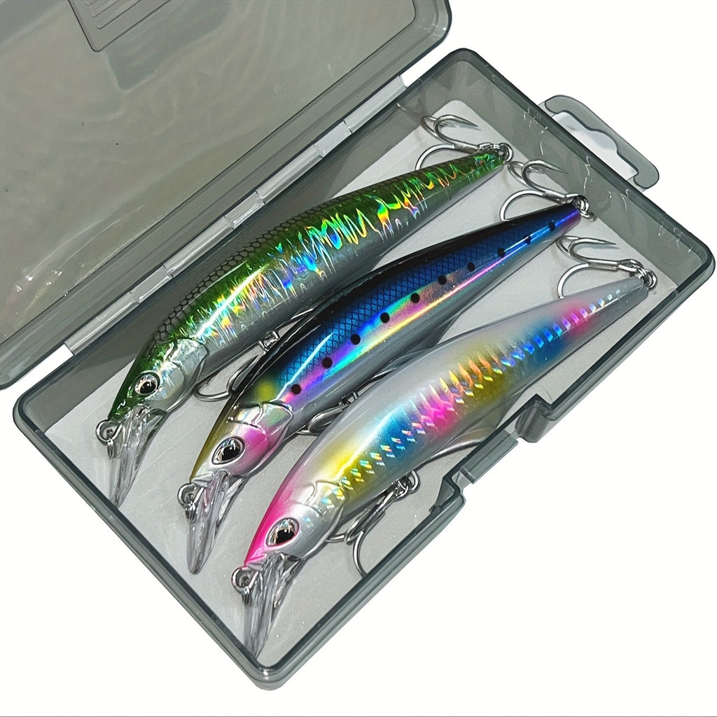 Saltwater Fishing Lures Kit Surf Fishing Striped Bass Lures Hard Bait Minnow Lures Jerkbait Fishing Lure Big Minnow Boat Fishing Deep Sea Fishing Bait Saltwater Large Bait for Big Fish Deep Sea Bass Tuna Spanish Mackerel 45g