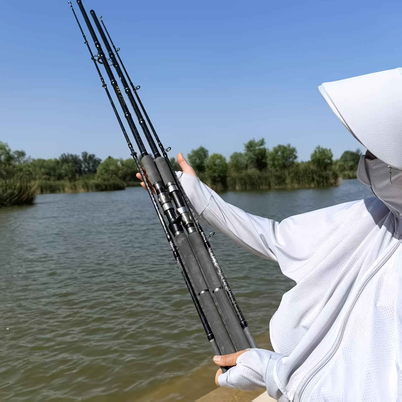 [Ultra-Hard XXH Fishing Rod] Ultra-Hard 2.1m XXH Fishing Rod | Carbon Fiber Shaft & Ceramic Guide Ring, Lightweight 5.5lb Capacity for Big Fish, Saltwater & Freshwater Lakes, Tackle Organizer for All Anglers, Sleek Rod Design