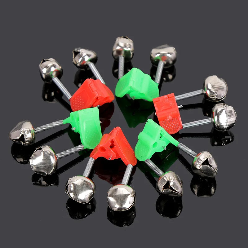 Plastic Fishing Bells Clips Night Fishing Rod Fish Bite Bait Alarm Indicator with Dual Alert Bells Outdoor Fishing Rod Tip Clips