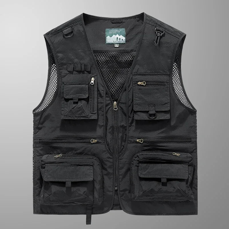 14 Pockets Summer New Men US Tactical Hiking Fishing Vest Mens Photographer Waistcoat Mesh Cargo Sleeveless Jacket Tool Vest 7XL