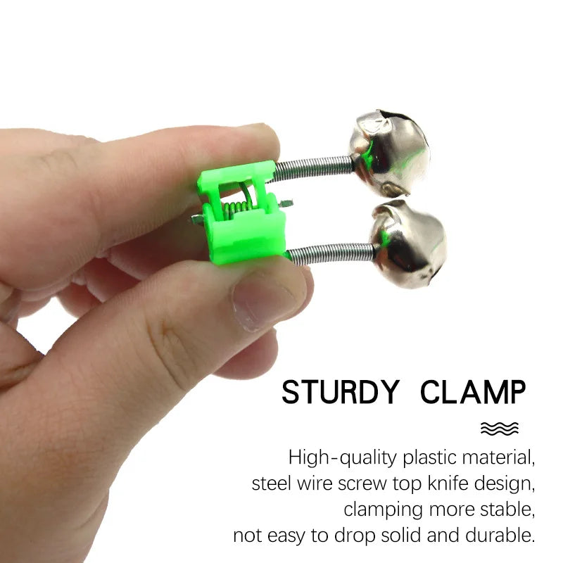 Plastic Fishing Bells Clips Night Fishing Rod Fish Bite Bait Alarm Indicator with Dual Alert Bells Outdoor Fishing Rod Tip Clips