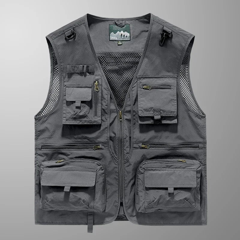 14 Pockets Summer New Men US Tactical Hiking Fishing Vest Mens Photographer Waistcoat Mesh Cargo Sleeveless Jacket Tool Vest 7XL