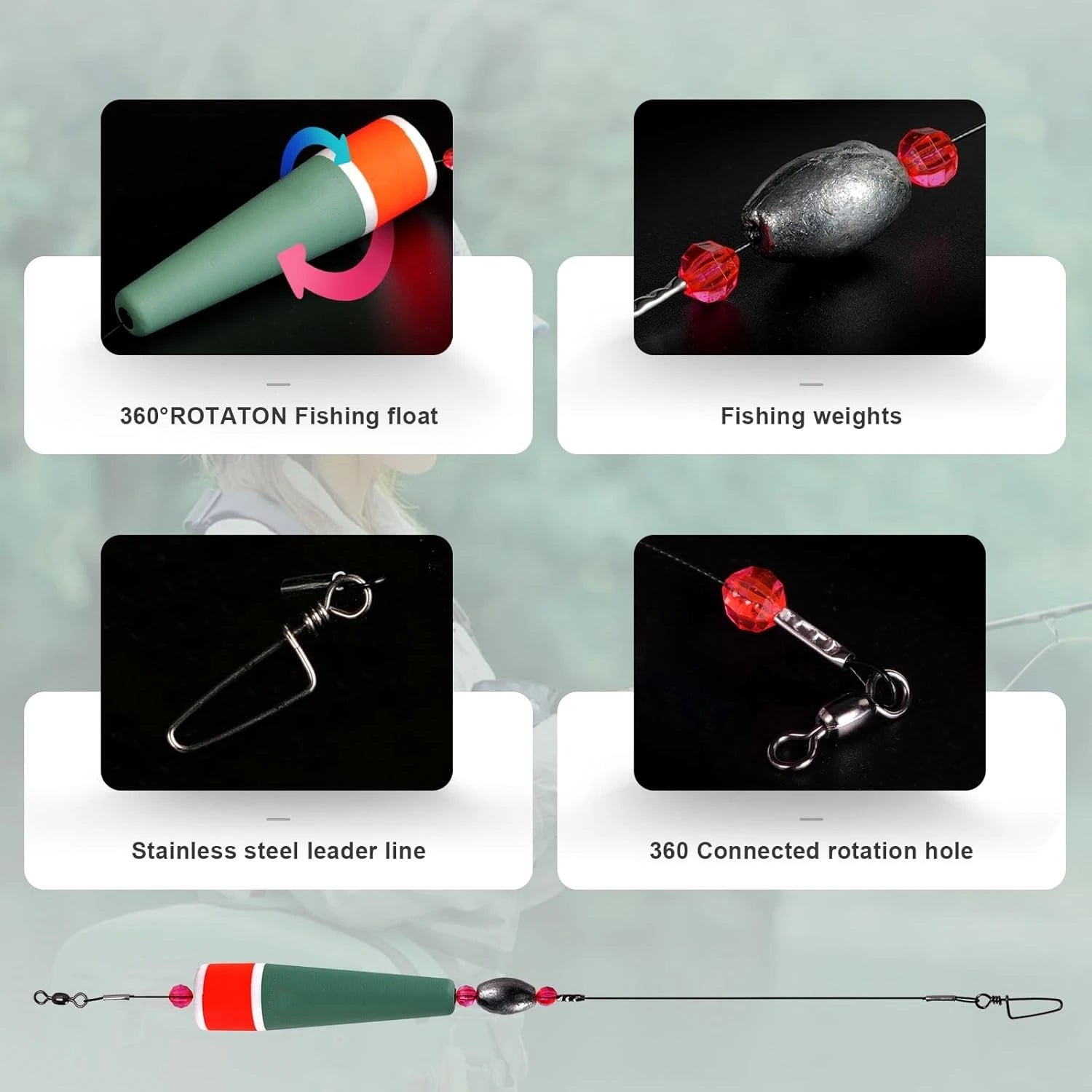 4pcs Fishing Floats Rigs Popping Corks for Saltwater Freshwater Rattle Weighted Bobbers Fishing Tackle 2/3/4/5in Colored Float
