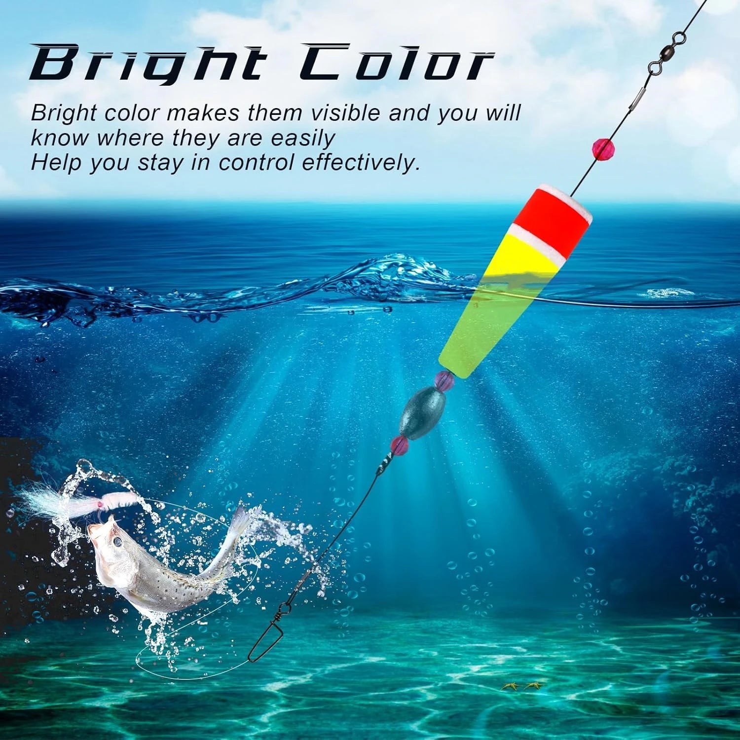 4pcs Fishing Floats Rigs Popping Corks for Saltwater Freshwater Rattle Weighted Bobbers Fishing Tackle 2/3/4/5in Colored Float