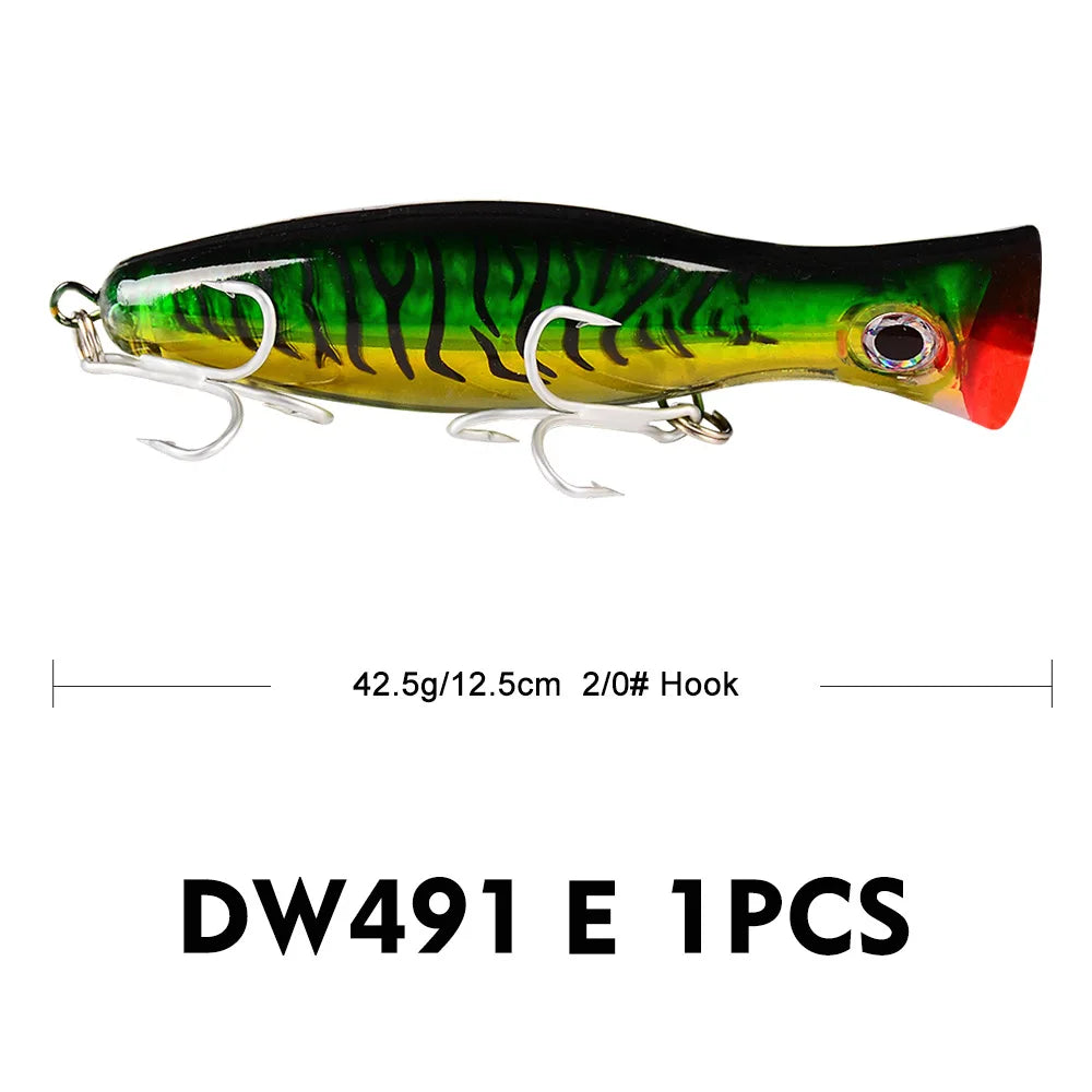 PROBEROS 1pc 13cm 43g Popper Fishing Lure Hard Artificial Bait with 2 Treble Hooks Carp Fishing Lures Wobbler,Luya bait