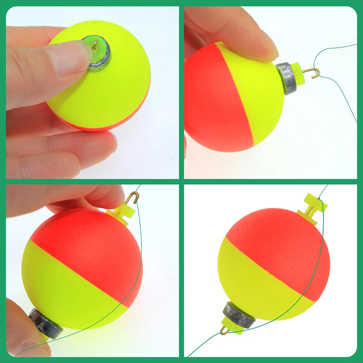 Fishing Bobbers Floats  Foam Snap on Float Weighted Bobbers  Fishing Push Button Snap-on Bobbers Spring Oval Fishing Floats