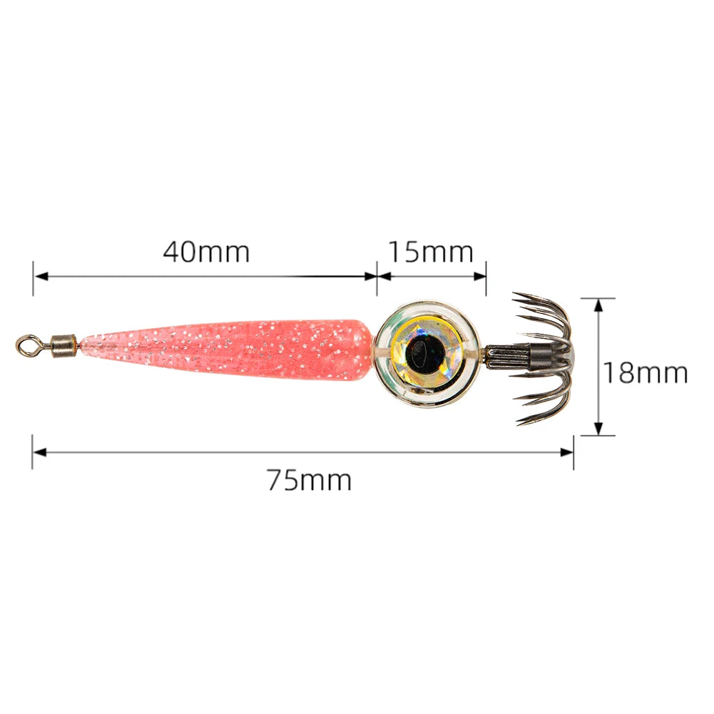 Fish Lure Light with Hook High Brightness Display LED Sea Glowing Fishing Squid Octopus Lamp Fishing Tackle Gear