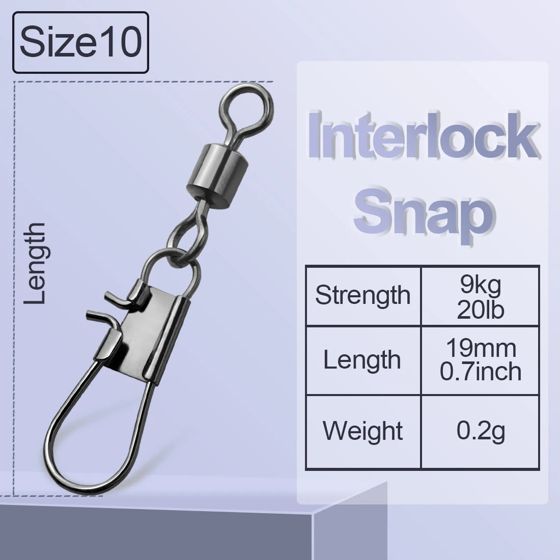 FishTrip Fishing Swivel Snap Interlock Snap with Rolling Swivel 50 100Pack Stainless Steel Cross Lock Snap Sea Fishing Connector