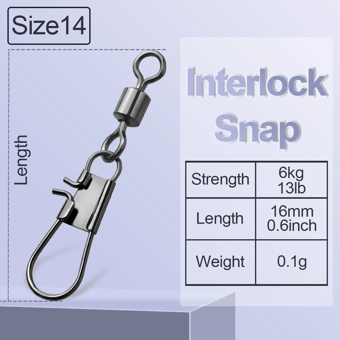 FishTrip Fishing Swivel Snap Interlock Snap with Rolling Swivel 50 100Pack Stainless Steel Cross Lock Snap Sea Fishing Connector