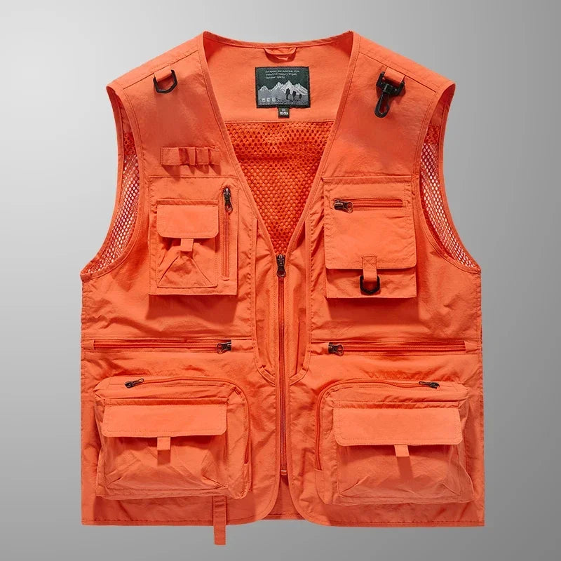 14 Pockets Summer New Men US Tactical Hiking Fishing Vest Mens Photographer Waistcoat Mesh Cargo Sleeveless Jacket Tool Vest 7XL