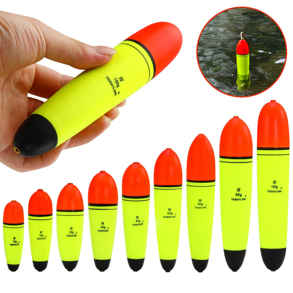 Sougayilang 5Pcs EVA Fishing Float Light Stick Foam Plastic Sea Rock Fishing Striking Floats for 10-100g Lure Weight