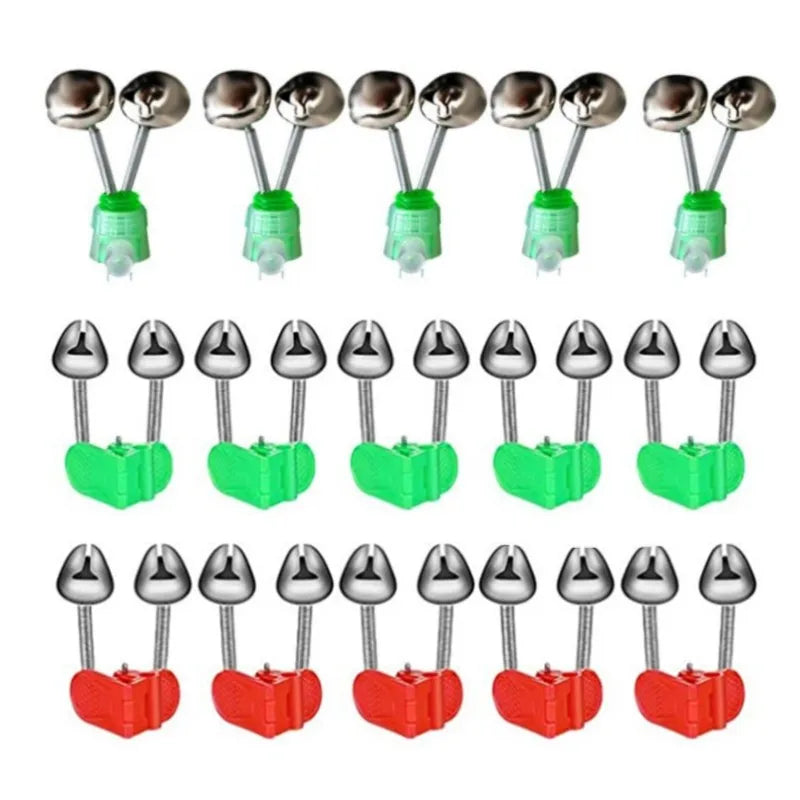 Plastic Fishing Bells Clips Night Fishing Rod Fish Bite Bait Alarm Indicator with Dual Alert Bells Outdoor Fishing Rod Tip Clips
