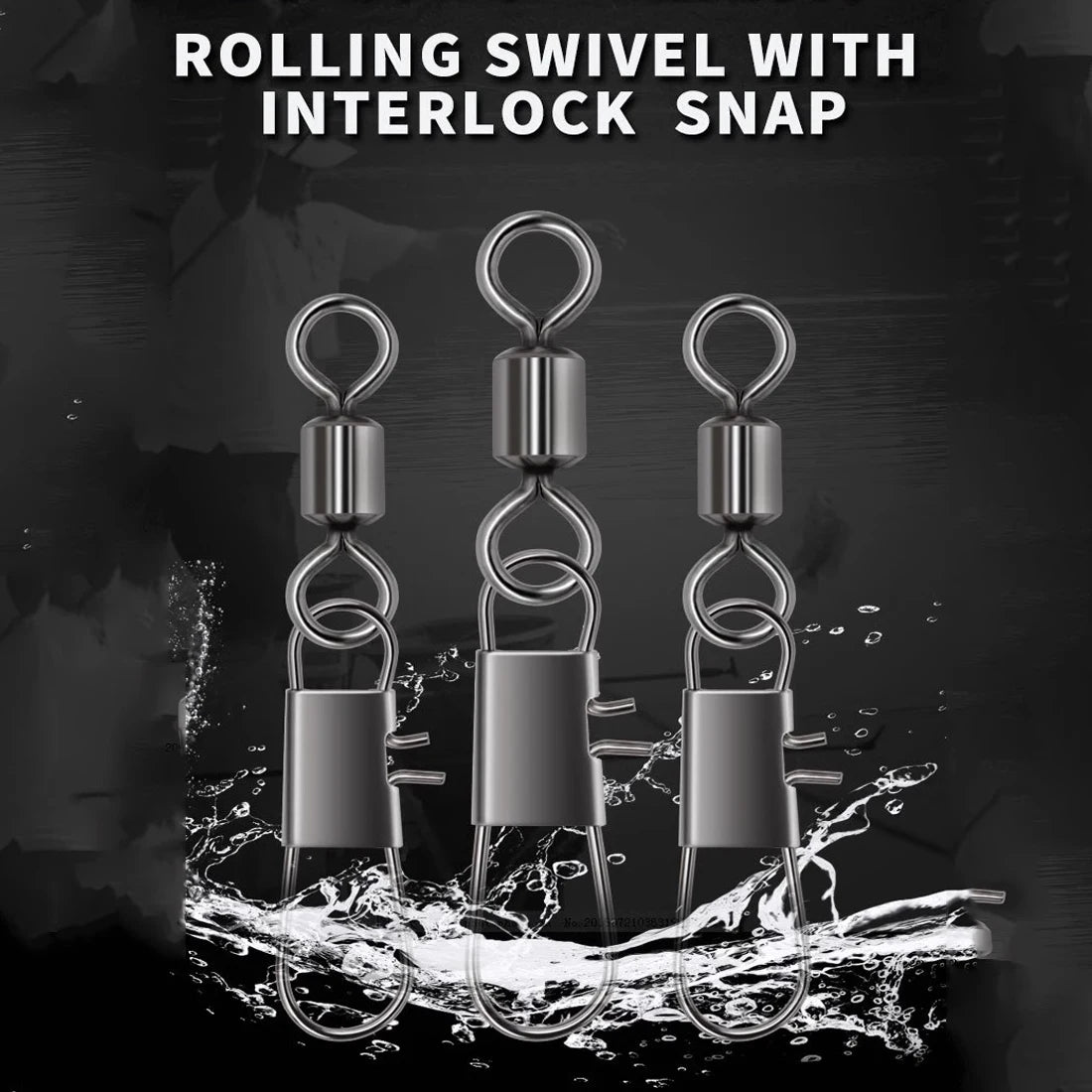 FishTrip Fishing Swivel Snap Interlock Snap with Rolling Swivel 50 100Pack Stainless Steel Cross Lock Snap Sea Fishing Connector