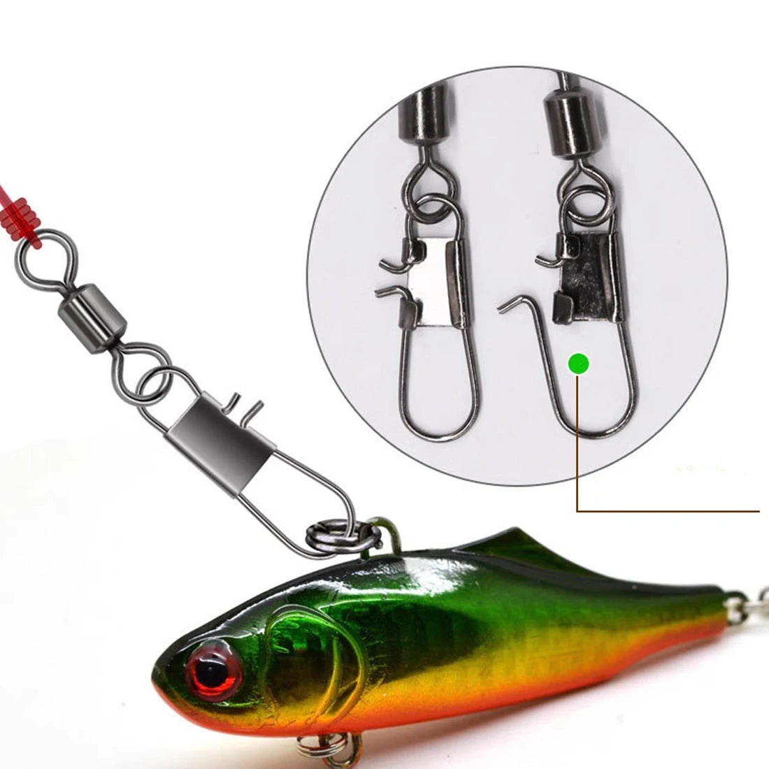 FishTrip Fishing Swivel Snap Interlock Snap with Rolling Swivel 50 100Pack Stainless Steel Cross Lock Snap Sea Fishing Connector