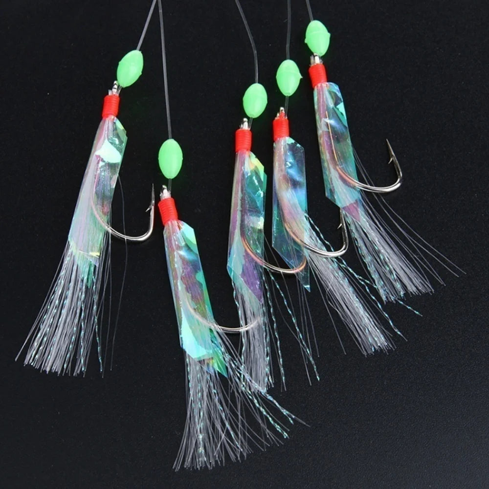 5 Pcs/Set Multi-Color Soft Silverskin Fishing Lure Set Imitation Fish Shrimp Bait with Crystal Barbed Hook for Variety Fish