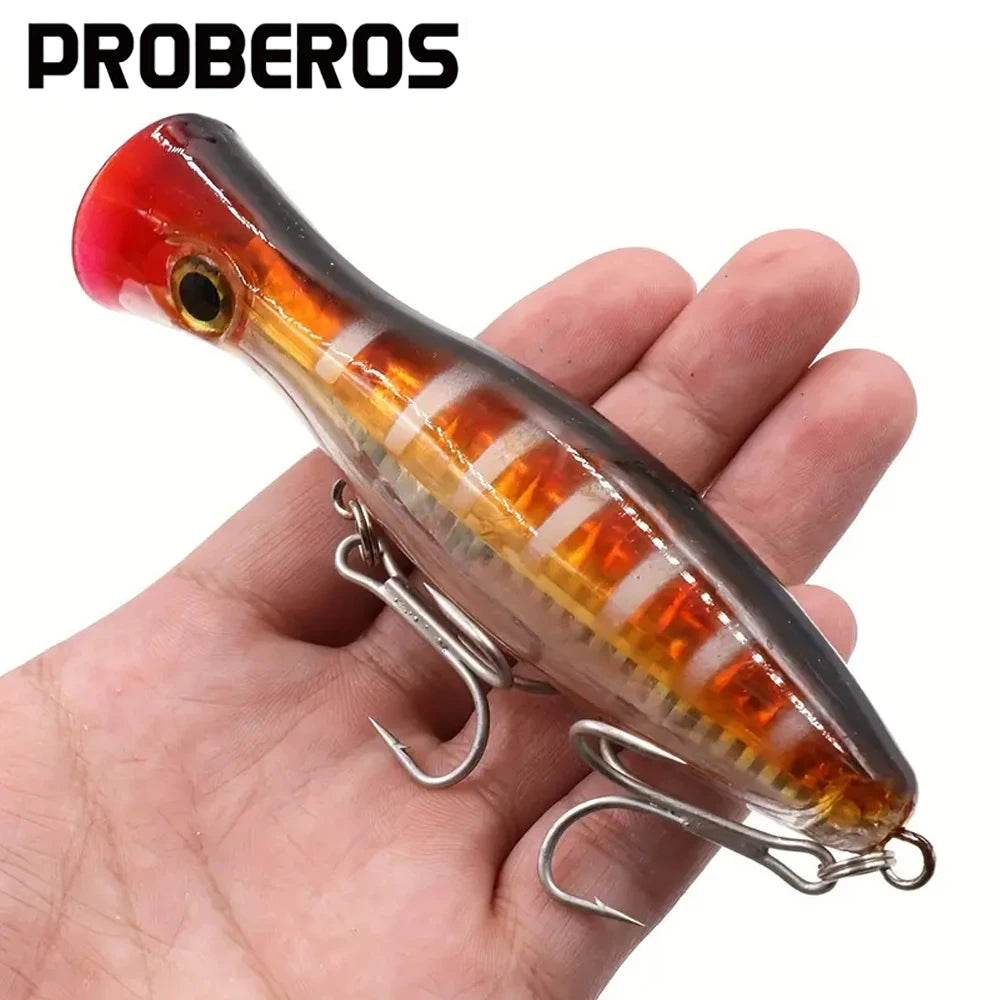 PROBEROS 1pc 13cm 43g Popper Fishing Lure Hard Artificial Bait with 2 Treble Hooks Carp Fishing Lures Wobbler,Luya bait