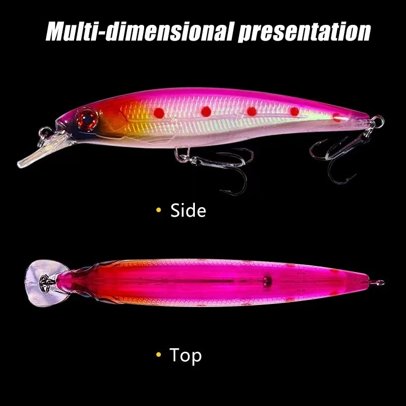 Rooblinos 1PCS New Pesca Fishing Lures Laser Minnow Hard Bait 110mm 13g Slowly Sinking Quality Professional Crankbait Jerkbait